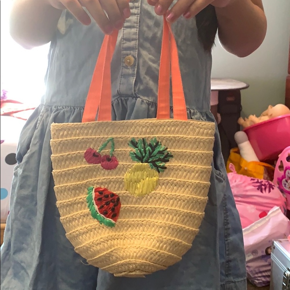 Little girls straw fruit design bag